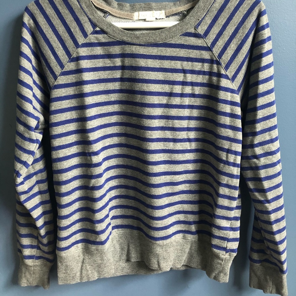 Long Sleeve Gray and Blue Striped T